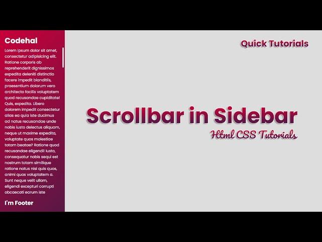 How to Add Scrollbar in Sidebar using HTML and CSS | Sidebar Scroll CSS @codehal