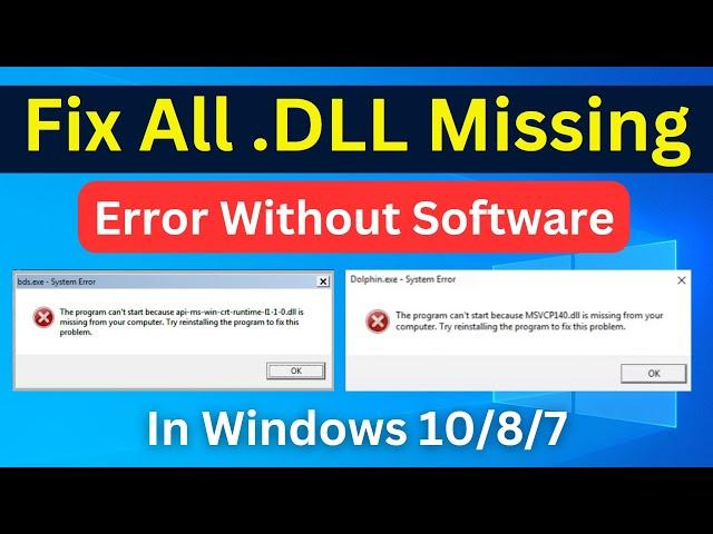 How To Fix DLL Missing Error Windows 10/8/7 | Without Any Software | DLL File Missing (Quickly)