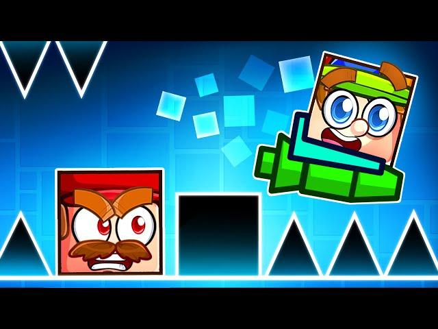 Pretending to be a NOOB in Geometry Dash, Then BEAT ALL LEVELS!