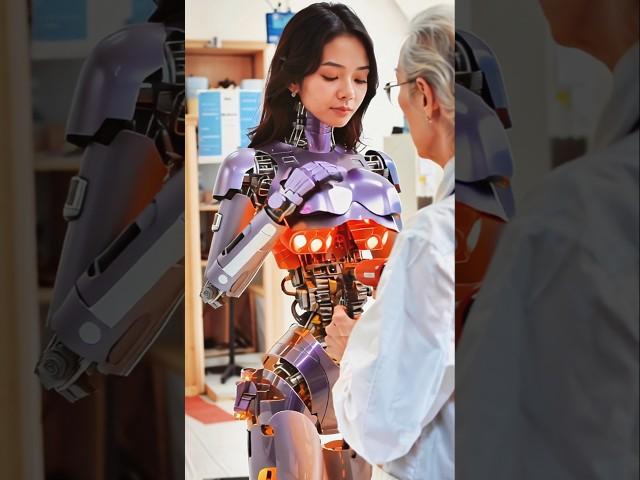 Elderly Inventor Repairing a damaged robot with Skin So Real #shorts #aiart #humanoid
