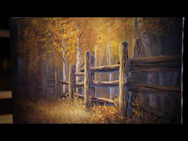 Autumn Fence Oil Painting Landscape - Paint with Kevin