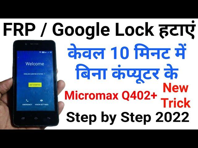 Micromax Q402+ Frp Unlock New Trick | Frp Bypass Google Account Remove 100% Working