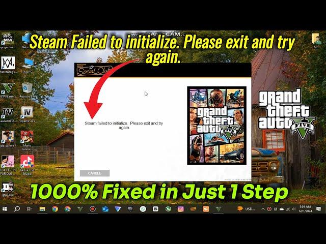 Steam Failed to initialize. Please exit and try again. GTA 5 Error Fixed