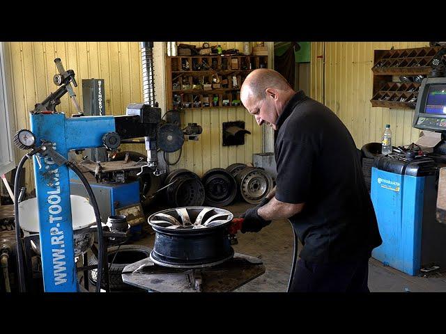 Craftsman  in Ukraine who continues to repair tires near the front line| Close-up interview