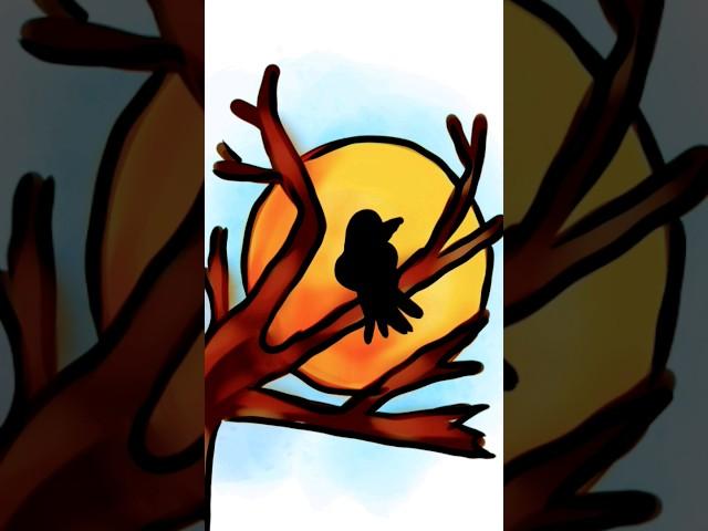 sunset drawing easy     #shorts