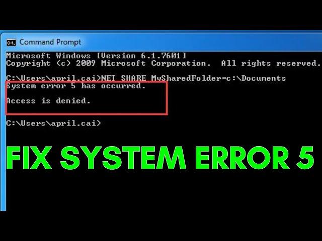 How To Fix System Error 5 Has Occurred, Access is Denied in Windows