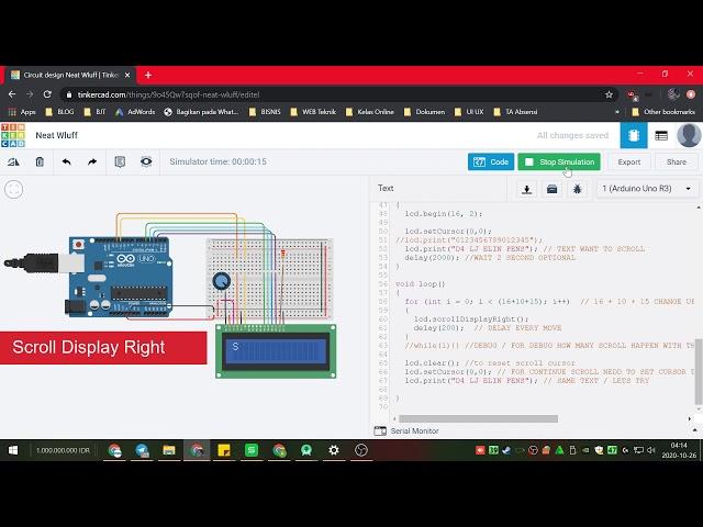 [FREE SOURCE CODE]  scrollDisplayLeft() and scrollDisplayRight() LCD Character