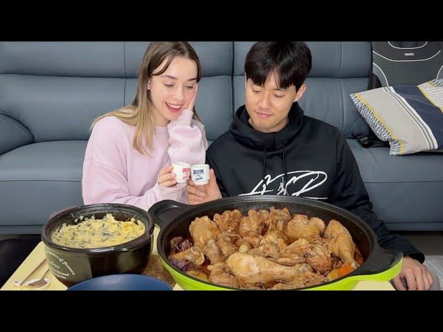 SPICY Korean Chicken Stew, SOJU & STEAMED EGG MUKBANG *a tipsy eating show* | Dak-bokkeum-tang