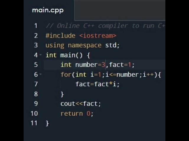 Factorial Program C++ | Program to print factorial of n number | C++ Program