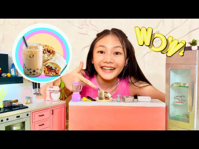 How to make Miniature Boba Milk Tea and tiniest Burrito | Bug's Mini Food ASMR