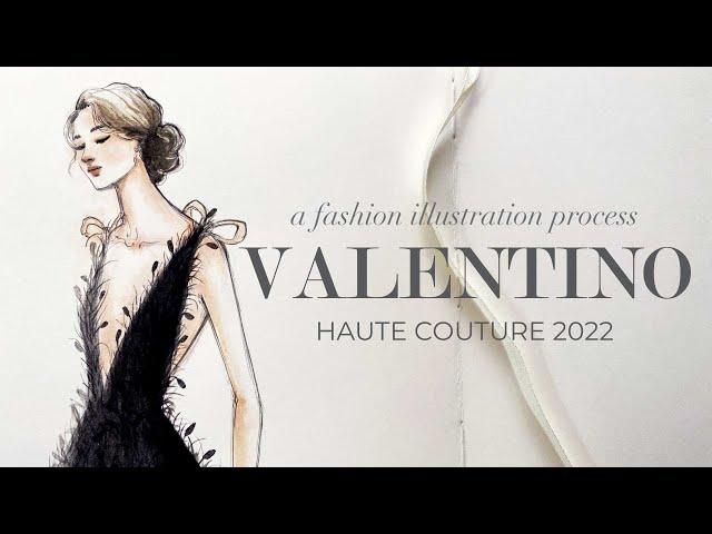 fashion illustration process: Valentino Haute Couture in watercolors