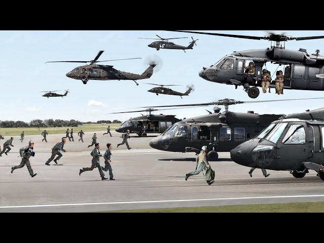 US Pilots Rush for Their Massive Helicopter And Perform Mass Takeoff