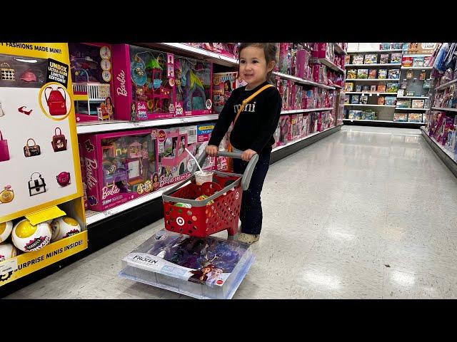 Shopping in Target with a MiNi Shopping Cart! Anything you fit dad will buy !