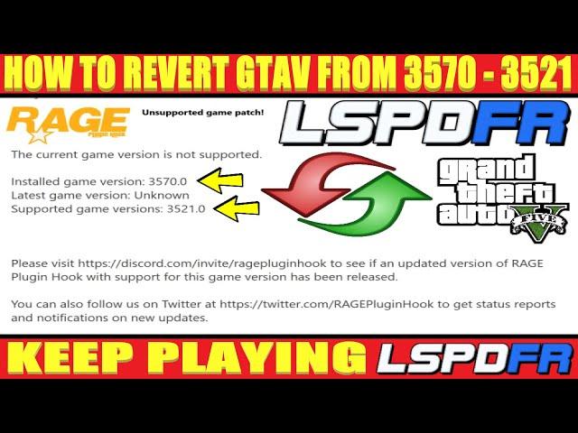 How To Revert GTA 5 LSPDFR | V3570 To V3521 | GTA 5 Update