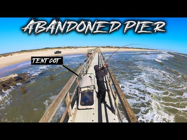 Camping Fishing, and Crabbing Overnight on Abandoned Texas Pier Fishing