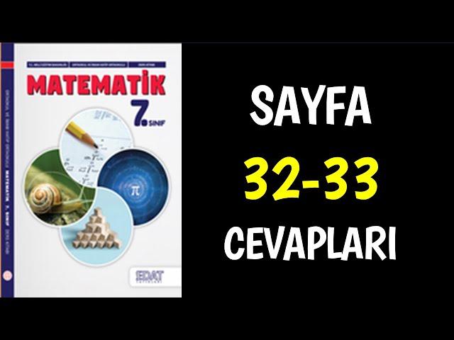 7.Sınıf Matematik Ders Kitabı Sayfa 32 33 Cevaplar Çözümler