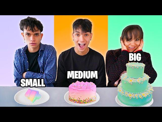 SMALL vs MEDIUM vs BIG Food Challenge! | Lucas and Marcus