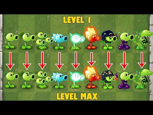 PvZ 2 Discovery - Every Peashooters Level 1 Vs Max Level