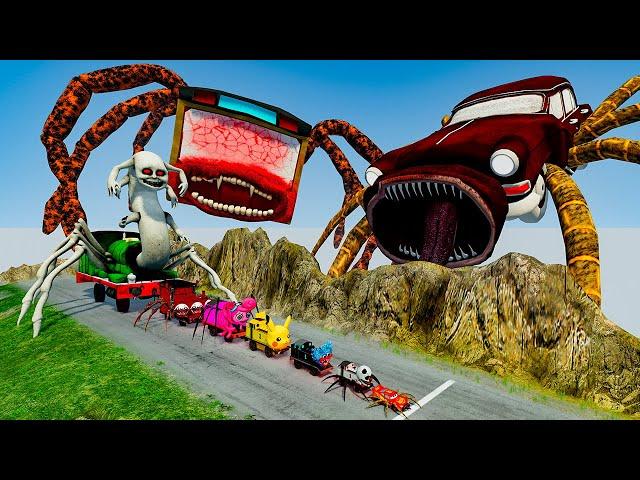 ALL MONSTERS Cars vs Downhill Madness with BUS EATER & CAR EATER – BeamNG.Drive