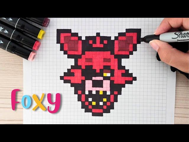 Como dibujar a FOXY de FNAF en PIXEL ART – Tutorial paso a paso