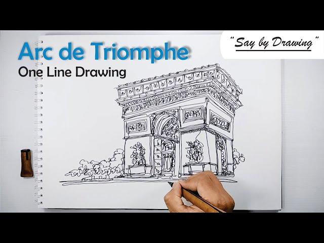 How to Draw Arc de Triomphe || One Line Drawing || Architecture Drawing