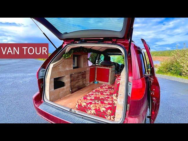 Mini Van Camper Conversion | Van Tour of Minivan Converted to Classy Tiny Home