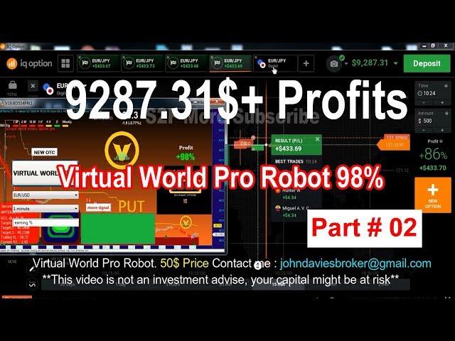 Virtual World Pro Robot 98% || IQ Option 9287.31$+ Profits || IQ Option Robot.
