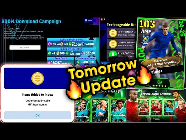 800M Download Campaign, Free Coins | What Is Coming On Tomorrow And Monday In eFootball 2025