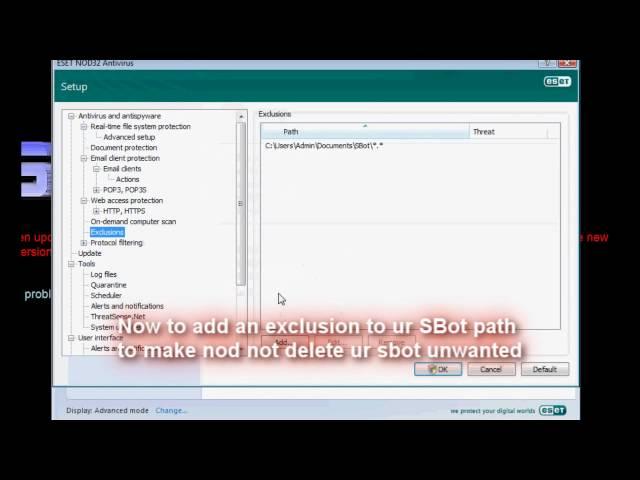 SBot - Add a NOD32 exclusion
