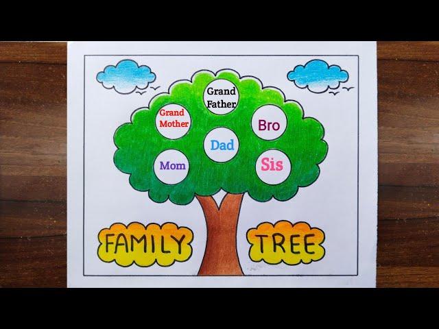 Family Tree Drawing Easy / How to Draw Family Tree / Family Tree Project Ideas / Family Tree Drawing