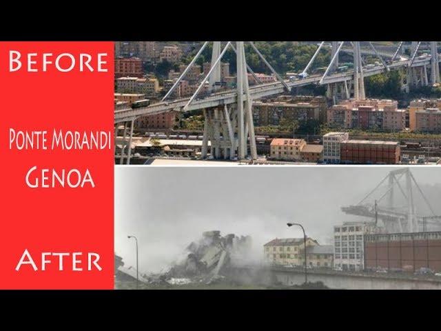 Ponte Morandi ,before and after, Genoa motorway, Polcevera a Genova