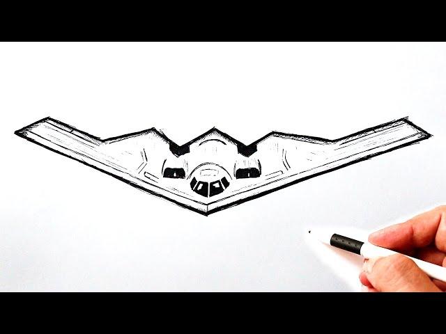 How to draw a military airplane B-2 Stealth Bomber