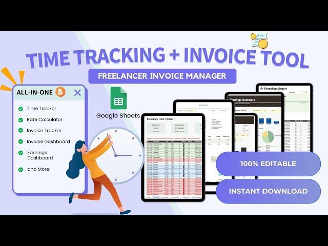 Streamline and Automate Invoice process with Google Sheets - Time Tracker, Invoice & Payment Tracker