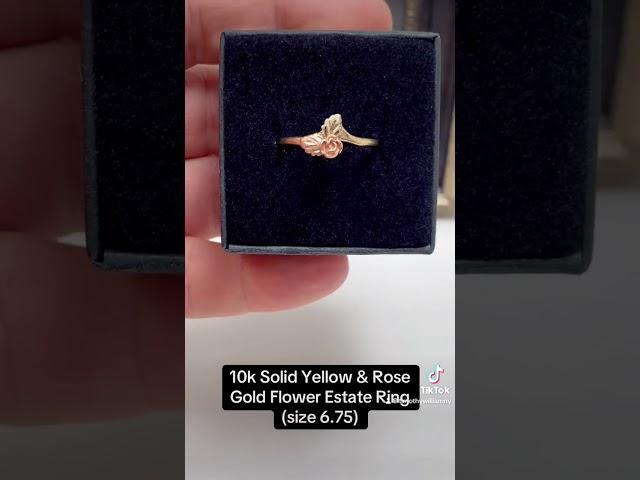 10k Solid Yellow & Rose Gold Vintage Flower Petite Estate Ring (size 6.75)