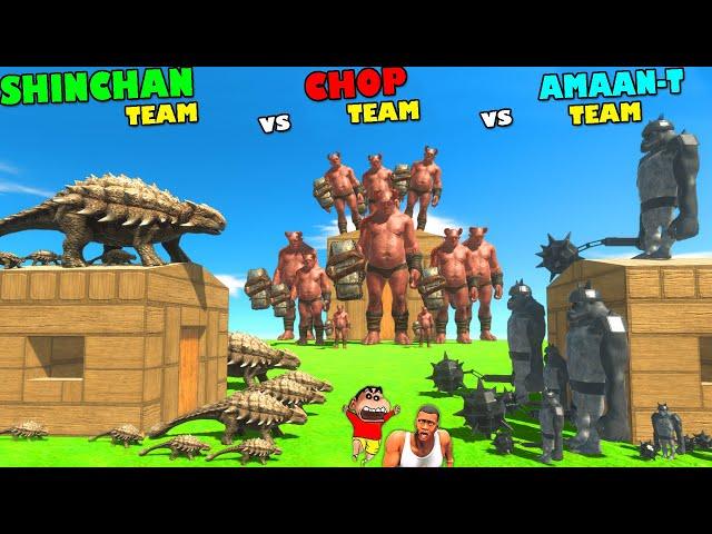 SHINCHAN TEAM vs CHOP TEAM vs AMAAN TEAM in Animal Revolt Battle Simulator | Dinosaur Game ARBS