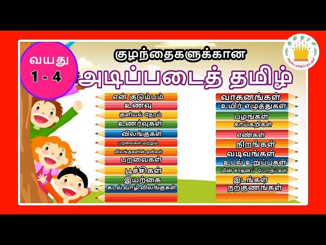 குழந்தைகளுக்கான அடிப்படைத் தமிழ் | Learn Basic Tamil words for Kids &  children | Tamilarasi