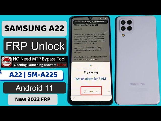 Samsung A22 Frp bypass 2022 | Samsung A22 Google Account Remove Launching browser event failed Fix