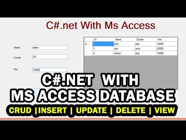 C#.net Connect to MS Access Crud|| Insert | Update | Delete | View