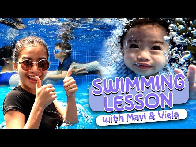 First Swimming Lesson with Mavi & Viela ‍️