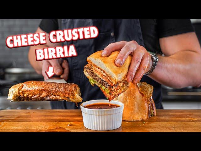 The Juiciest Birria Torta Sandwich (With Cheese Crust)