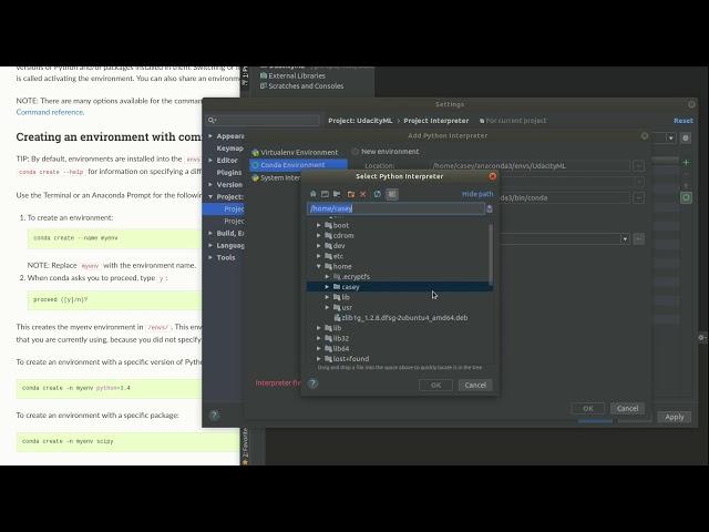 PyCharm: Conda environment has no bin folder or interpreter - solution