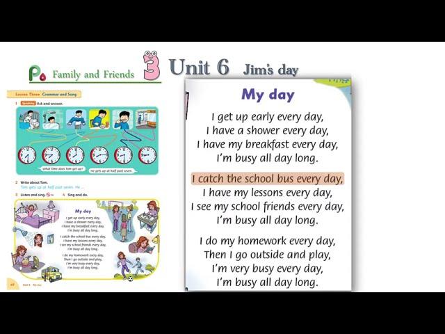 Song in Family & friends Level 3 Unit 6 _ My day | Let's sing  karaoke! | See Grammar points below.