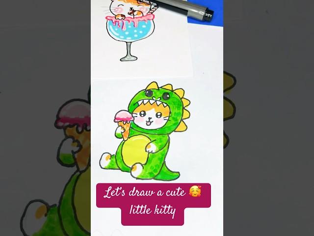 How to draw a cute  little kitty cartoon #drawing #shorts #artshorts #easydrawing #drawingtutorial