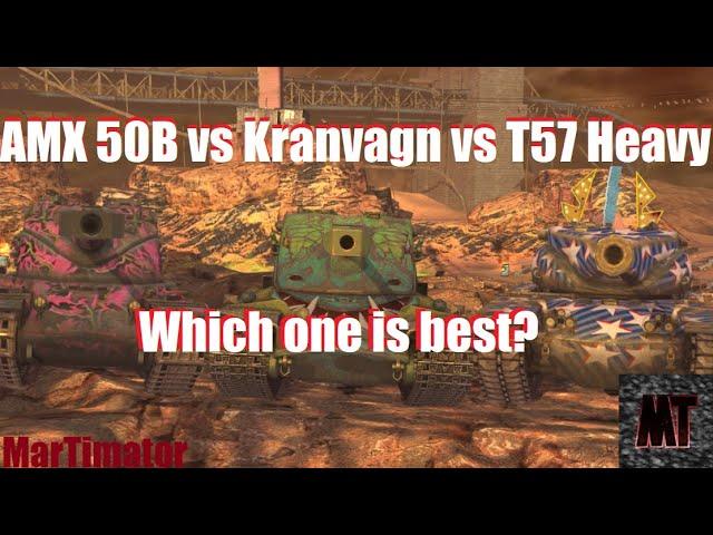 Kranvagn VS AMX 50B VS T57 Heavy |  WoT Blitz