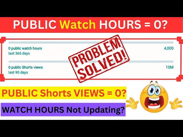 Public Watch Hours showing 0 on Youtube Monetization page | Problem Solved