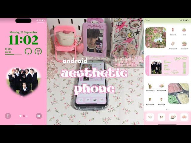 how to make your android phone aesthetic kpop theme  enhypen pink green theme, icons, widgets