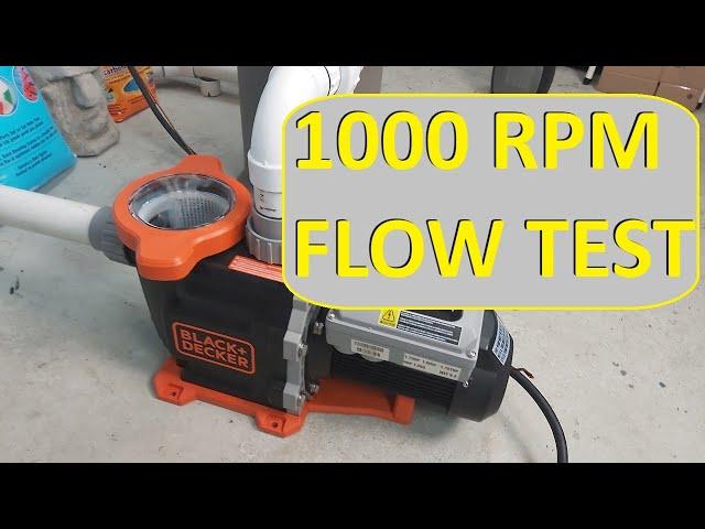 How Much Flow From Black + Decker Pool Pump 1000 RPM