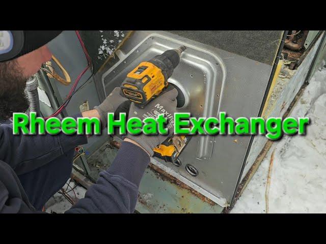 How to replace the heat exchanger in the rheem package gas unit?