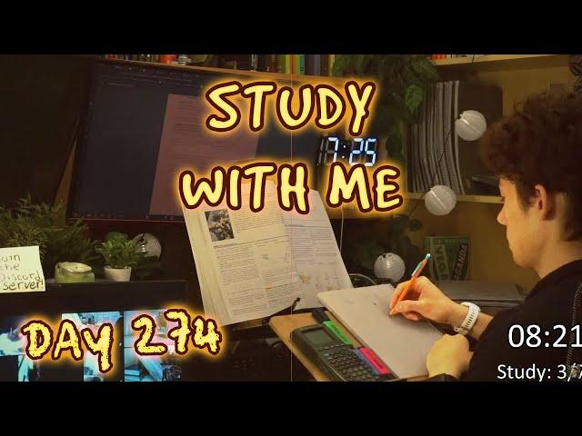 LIVE 8 HOUR | Day 274 | study with me Pomodoro | No music, Rain/Thunderstorm sounds