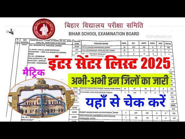 मैट्रिक-इंटर Center List जारी-Bihar Board 12th Exam center list 2025 | Center list kaise dekhe 2025